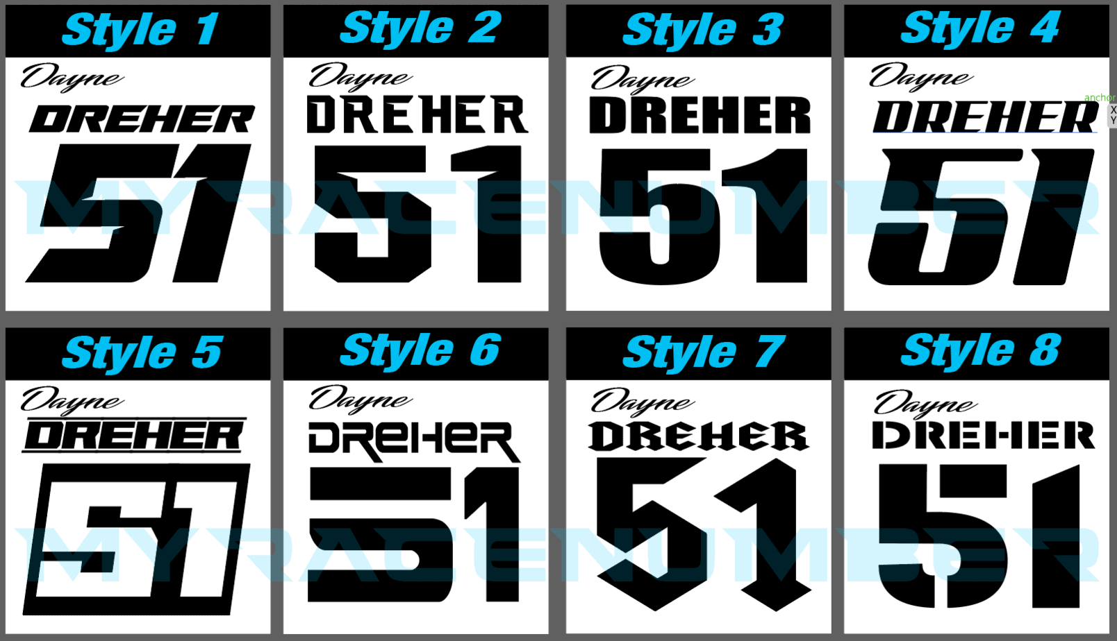 motocross jersey lettering style options